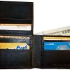 New man's slim leather bi-fold wallet 9 credit debit card holder 2 bill slots ID