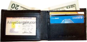 New man's slim leather bi-fold wallet 9 credit debit card holder 2 bill slots ID - Image 5