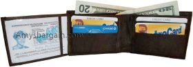 New soft leather man's wallet ID case 3 bill pockets 6 credit card spaces
