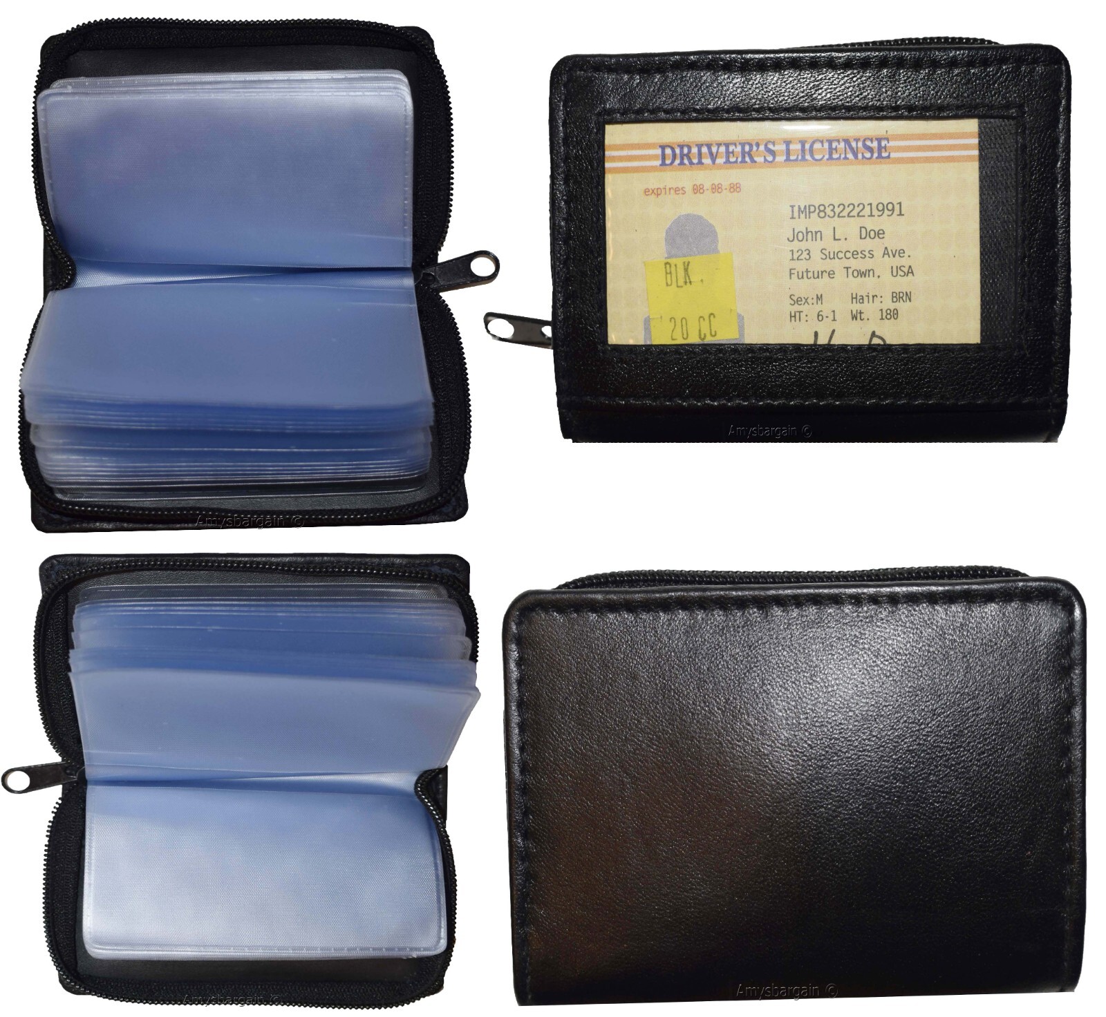 RFID Zip Around Leather Business Card ID Credit card picture case 30 card slots - Image 6