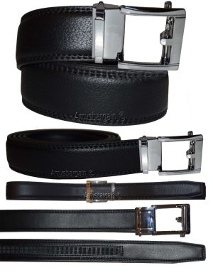 Leather dress belt track line belt Automatic Lock new transparent buckle up-43" - Image 26