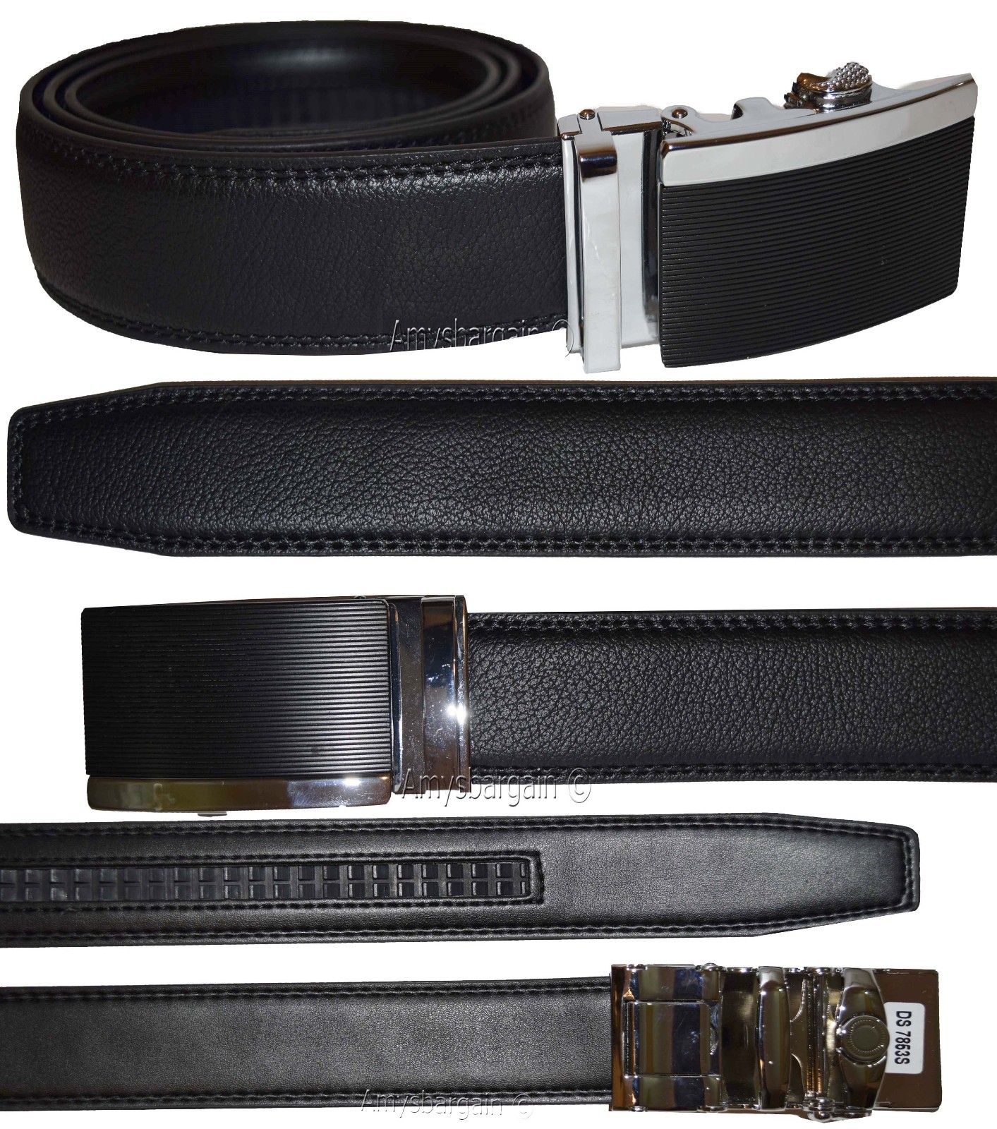 Men's belt Genuine Leather Dress Belt Automatic Lock buckle Men's Black belt - Image 15