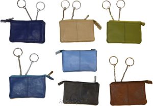 Women's Change Purse Leather mini wallet Card case Zip coin case with key rings - Image 3
