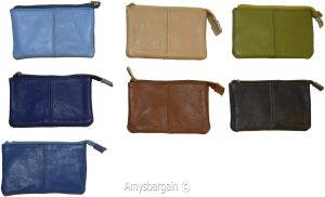 Women's Change Purse Leather mini wallet Card case Zip coin case with key rings - Image 7