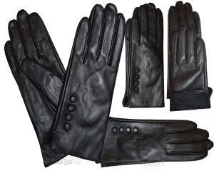 Women's gloves Size L. Woman's Leather Black winter Gloves. Dress Warm Gloves