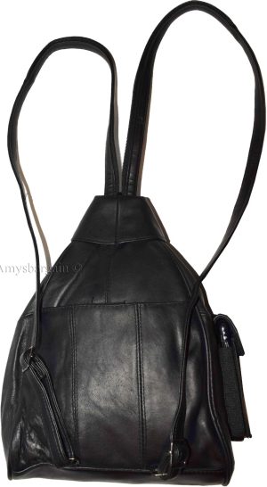 Women's small Leather backpack, Knapsack Black daypack small Black backpack #31 - Image 10
