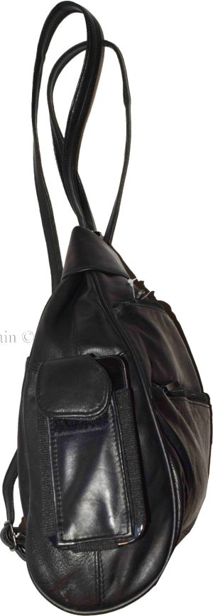 Women's small Leather backpack, Knapsack Black daypack small Black backpack #31 - Image 14