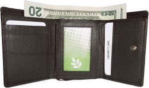 Women's wallet leather brown small billfold 6 card 2 ID windows change purse new - Image 5