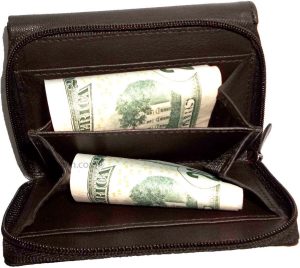 Women's wallet leather brown small billfold 6 card 2 ID windows change purse new - Image 8