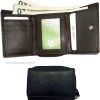 Women's wallet leather brown small billfold 6 card 2 IDs windows change purse BN