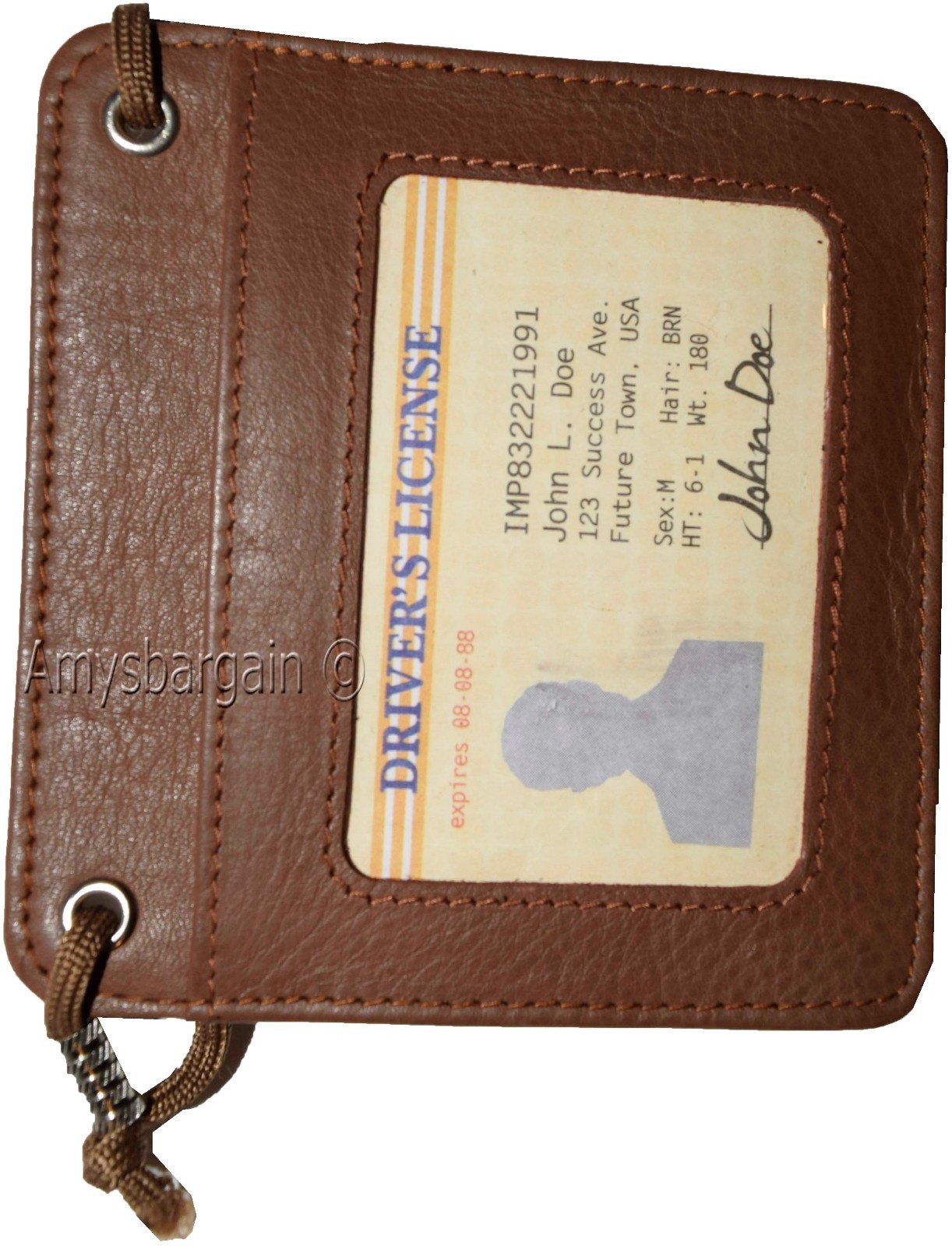 business card case card holder w/ neck string 30 business card clear id window - Image 11