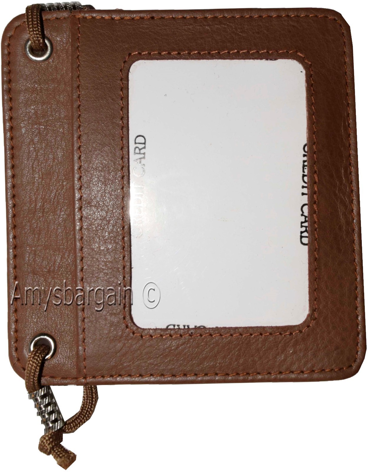 business card case card holder w/ neck string 30 business card clear id window - Image 7