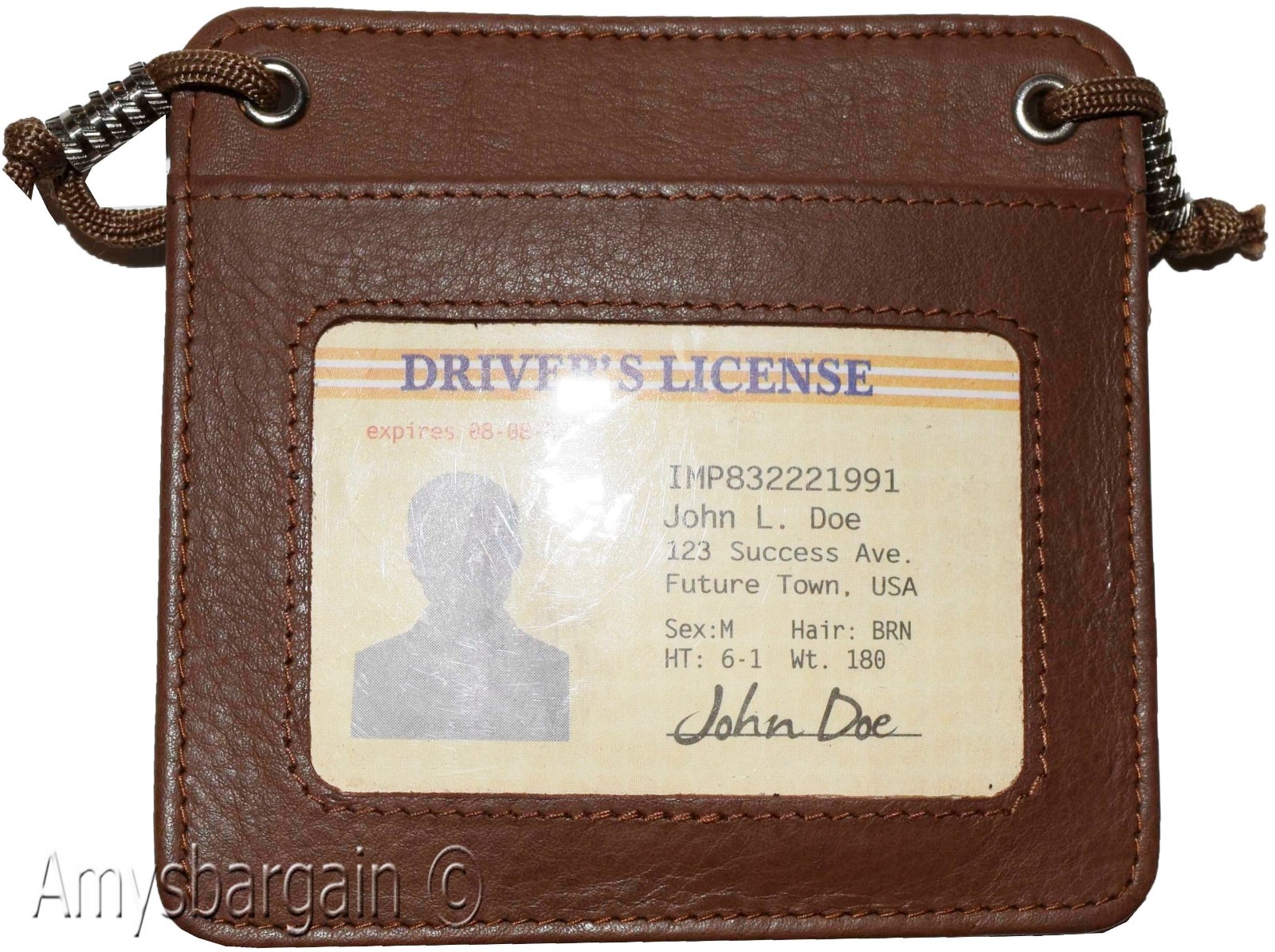 business card case card holder w/ neck string 30 business card clear id window - Image 8