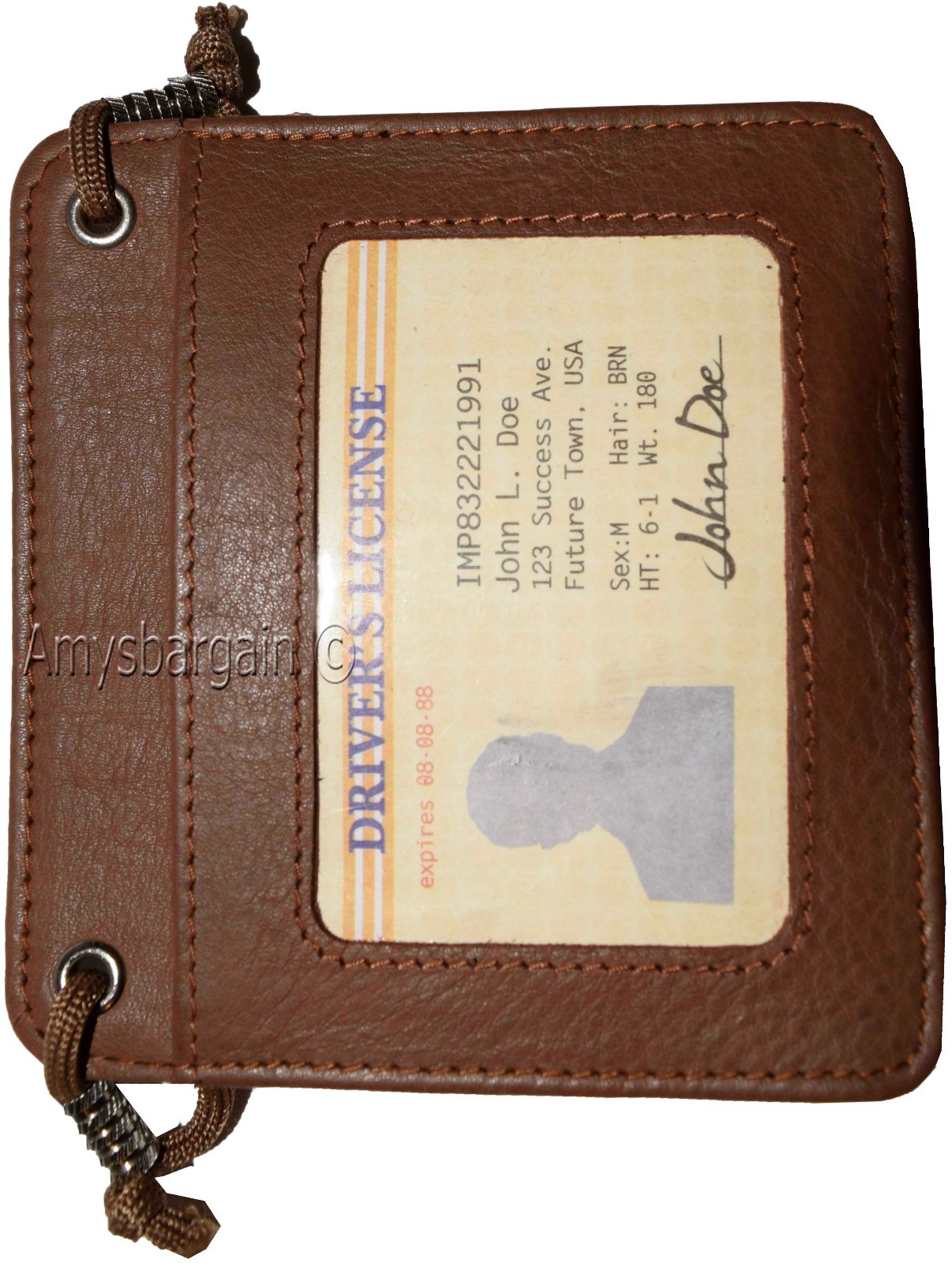 business card case card holder w/ neck string 30 business card clear id window - Image 9