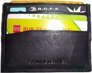leather business card 7 credit card black genuine leather id card holder id slot - Image 4