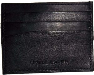 leather business card 7 credit card black genuine leather id card holder id slot - Image 5