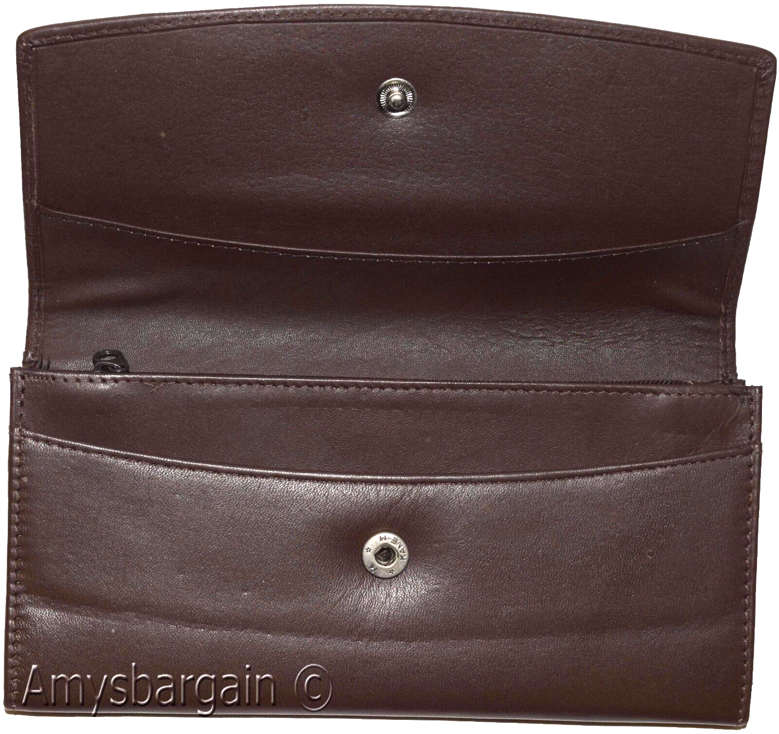 leather checkbook wallet compact wallet cards change bills brown wallets bn - Image 11