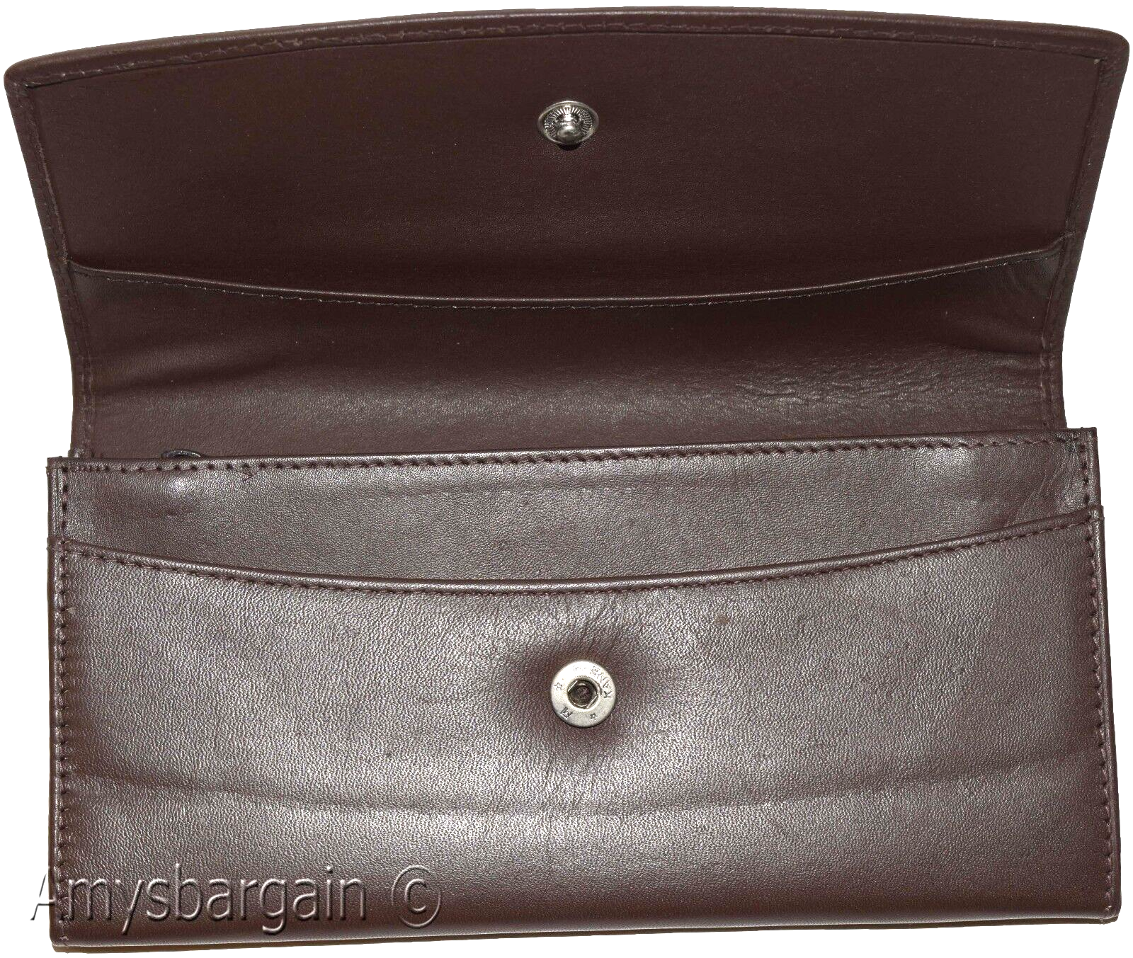 leather checkbook wallet compact wallet cards change bills brown wallets bn - Image 4