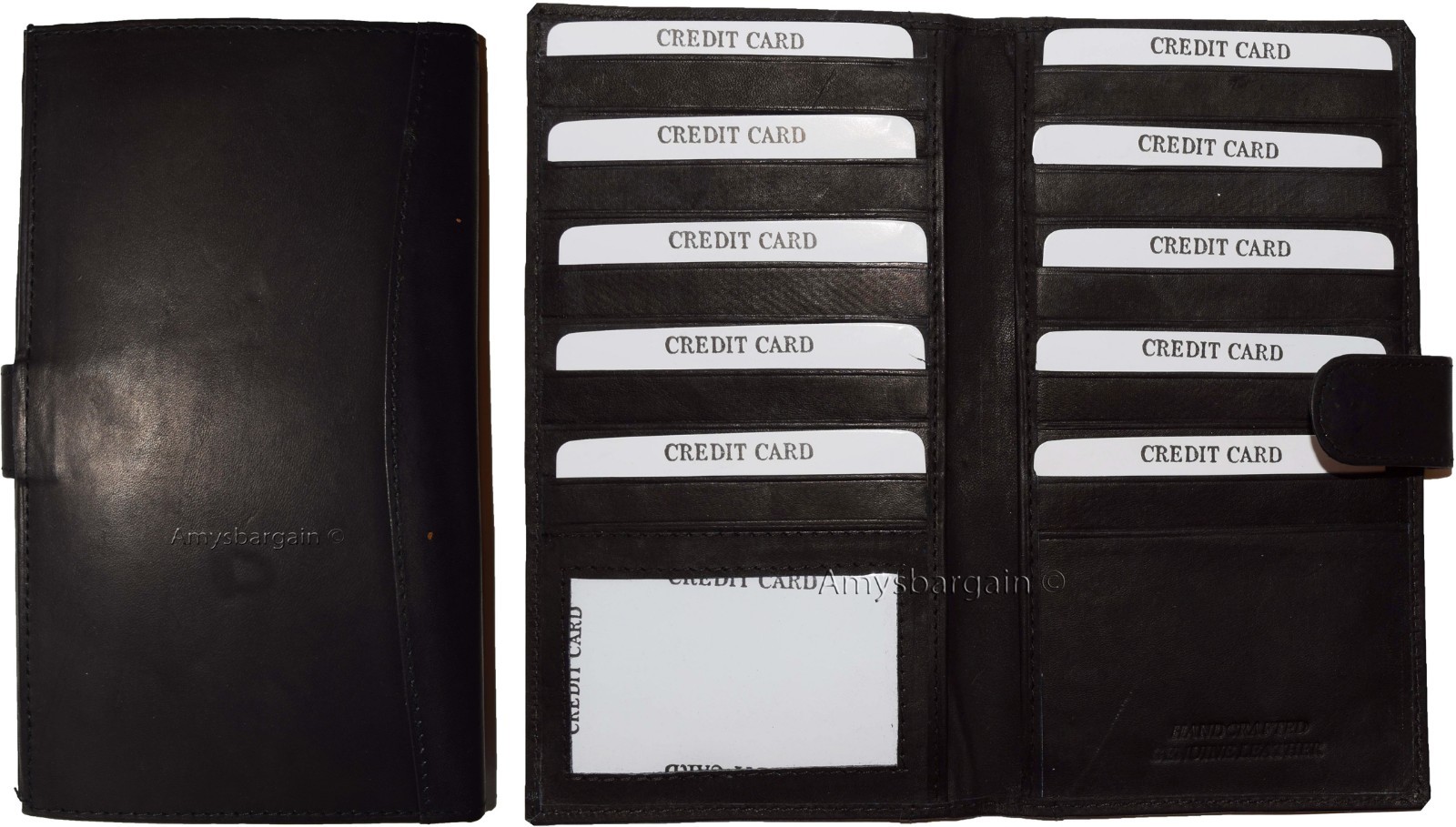 lot of 2 leather checkbook cover black credit card id wallet 19 cards brand new - Image 3