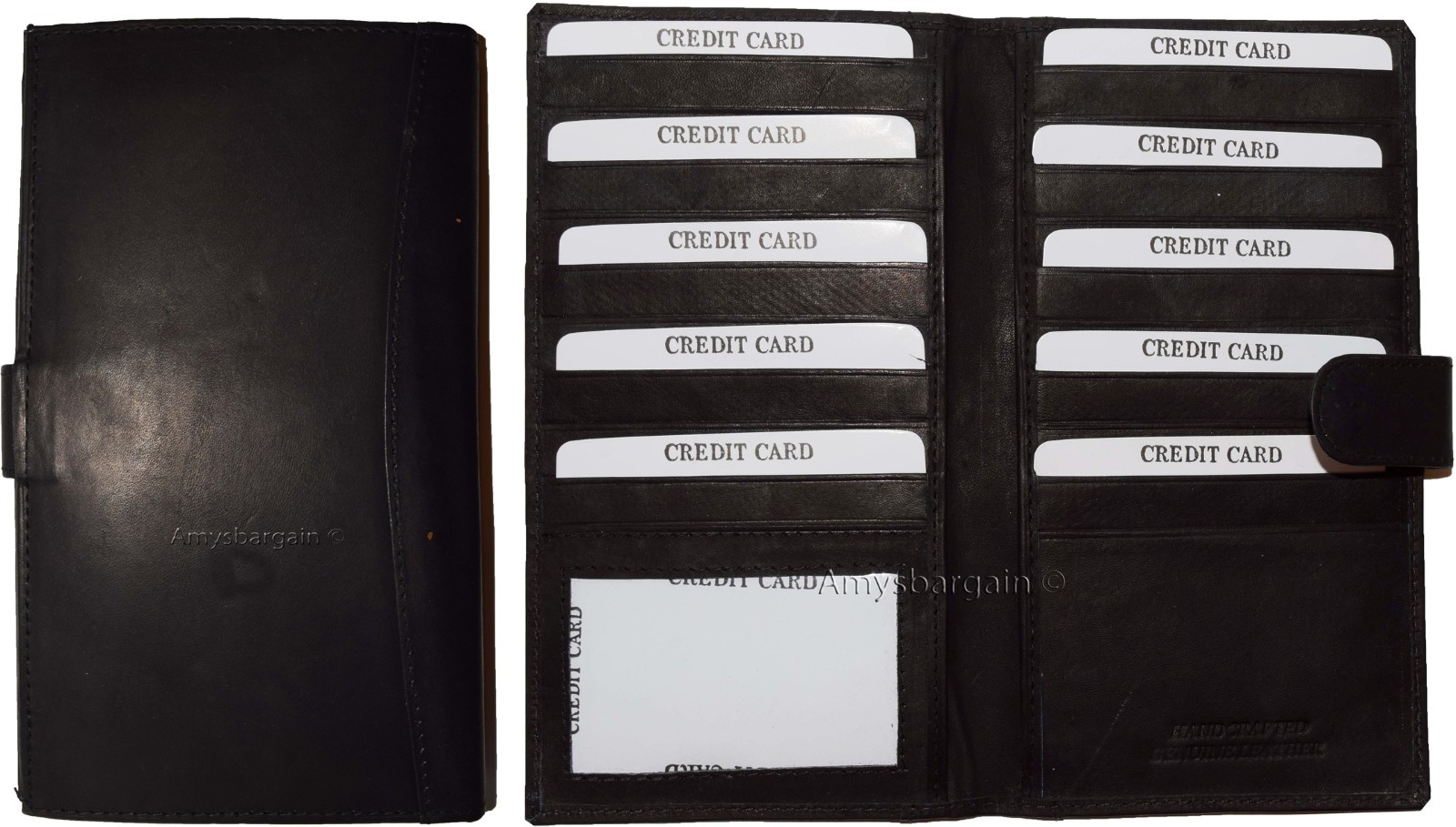 lot of 2 leather checkbook cover black credit card id wallet 19 cards brand new