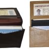 lot of 2 new leather business card case, brown/beige credit card id leather case