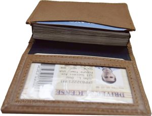 lot of 2 new leather business card case, brown/beige credit card id leather case - Image 12