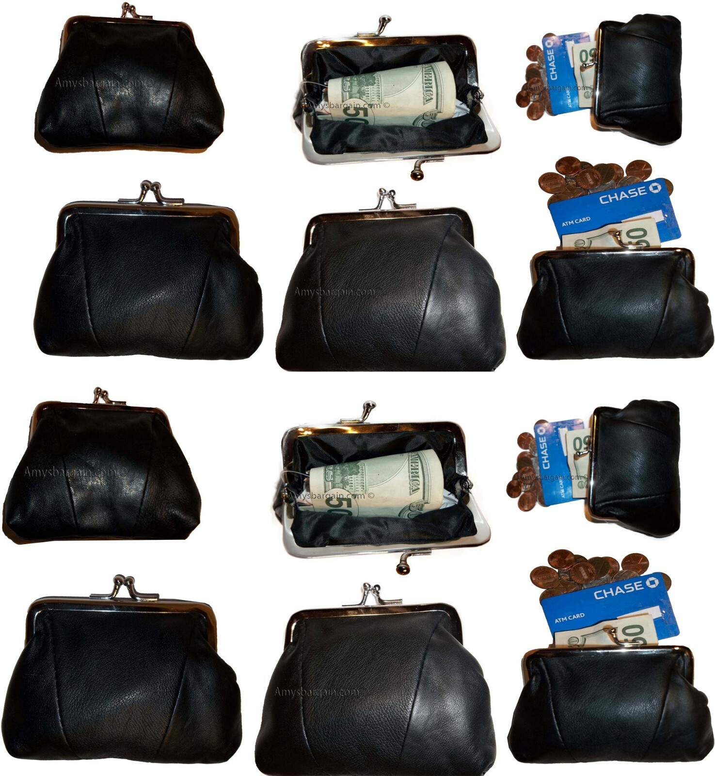 lot of 2 new women's leather change purse coin bag wallet bag hand coin case bn. - Image 4