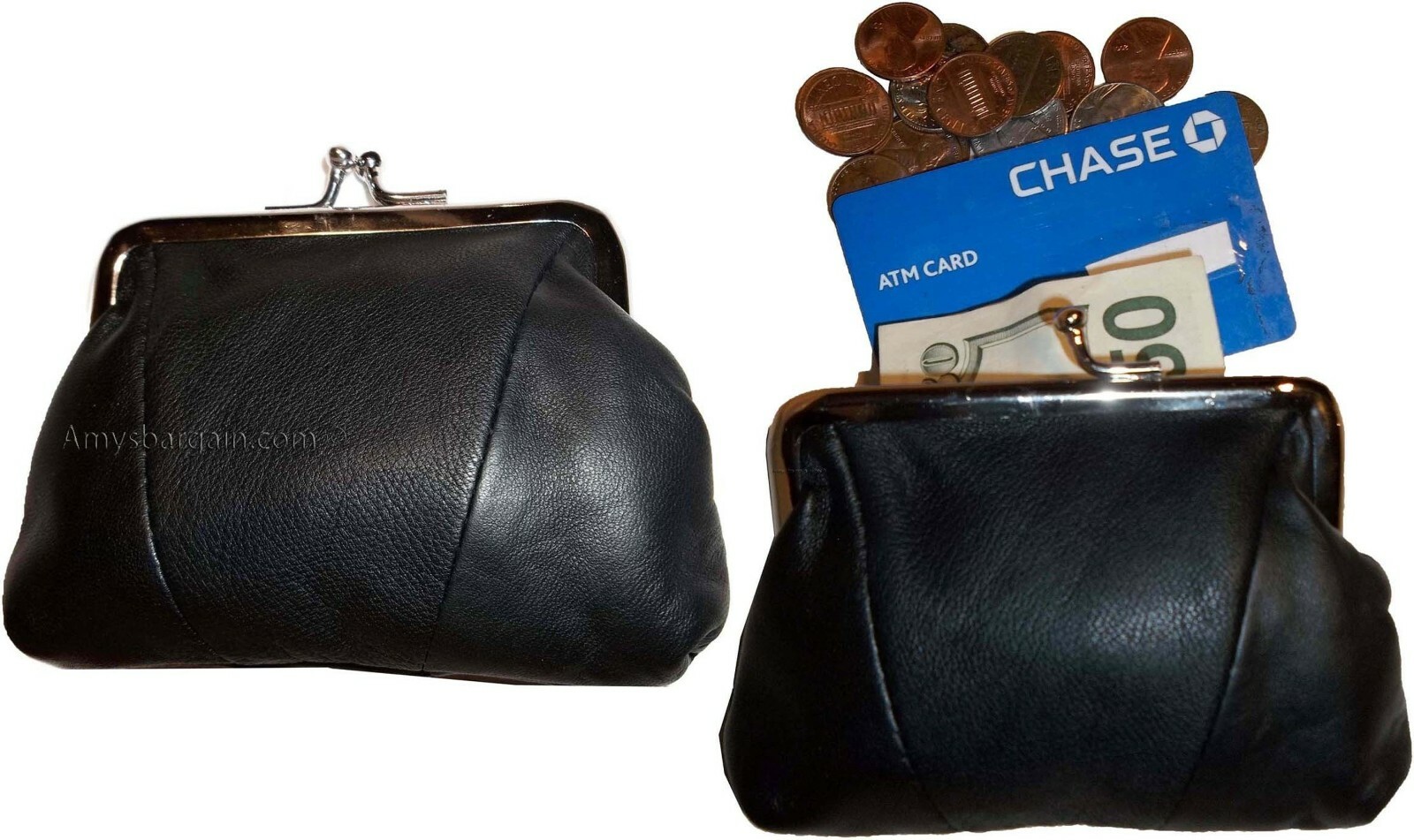 lot of 2 new women's leather change purse coin bag wallet bag hand coin case bn.