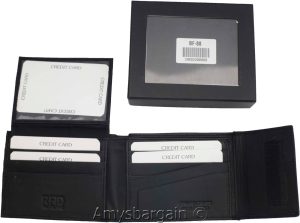 lot of 2 rfid men's leather wallet 2 bifold genuine leather 2 id brn new in box - Image 4