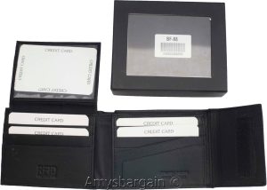 lot of 2 rfid men's leather wallet 2 bifold genuine leather 2 id brn new in box - Image 5