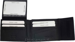 lot of 2 rfid men's leather wallet 2 bifold genuine leather 2 id brn new in box - Image 6