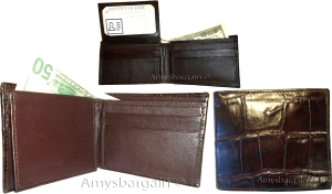 lot of 3 crocodile skin printed leather man's bifold wallet id 2 bill slots new