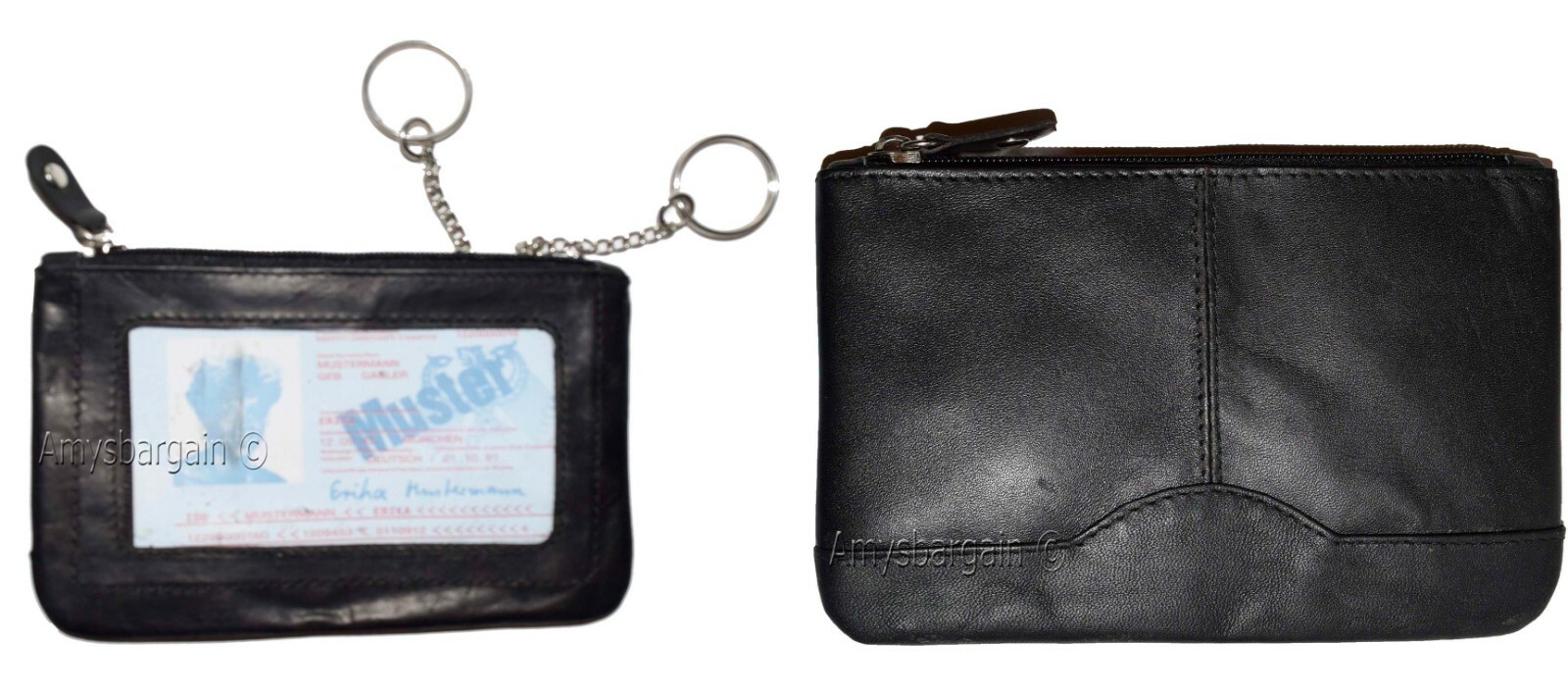 lot of 3 leather change purse mini pocket wallet business card case key ring #33 - Image 13