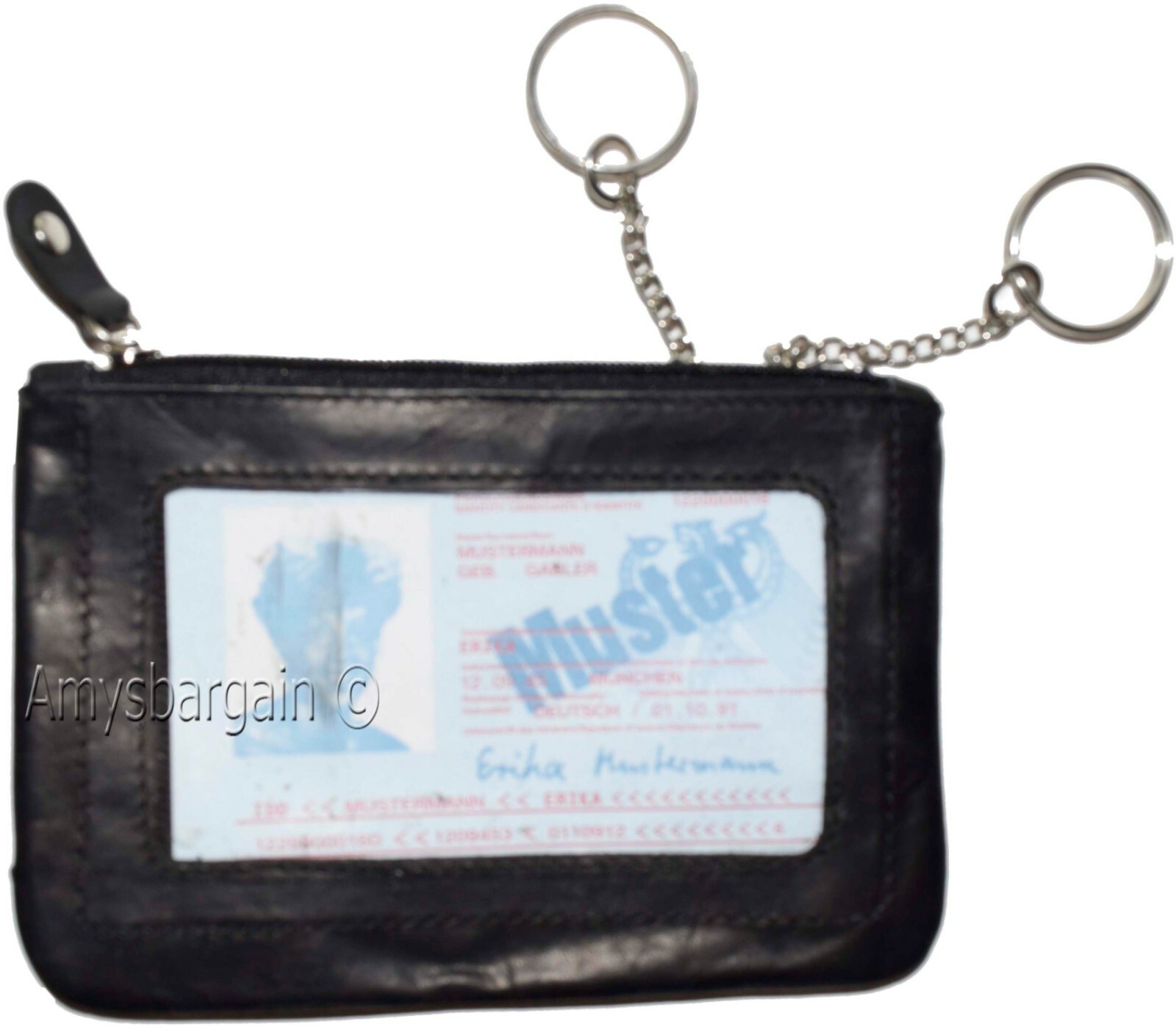 lot of 3 leather change purse mini pocket wallet business card case key ring #33 - Image 6