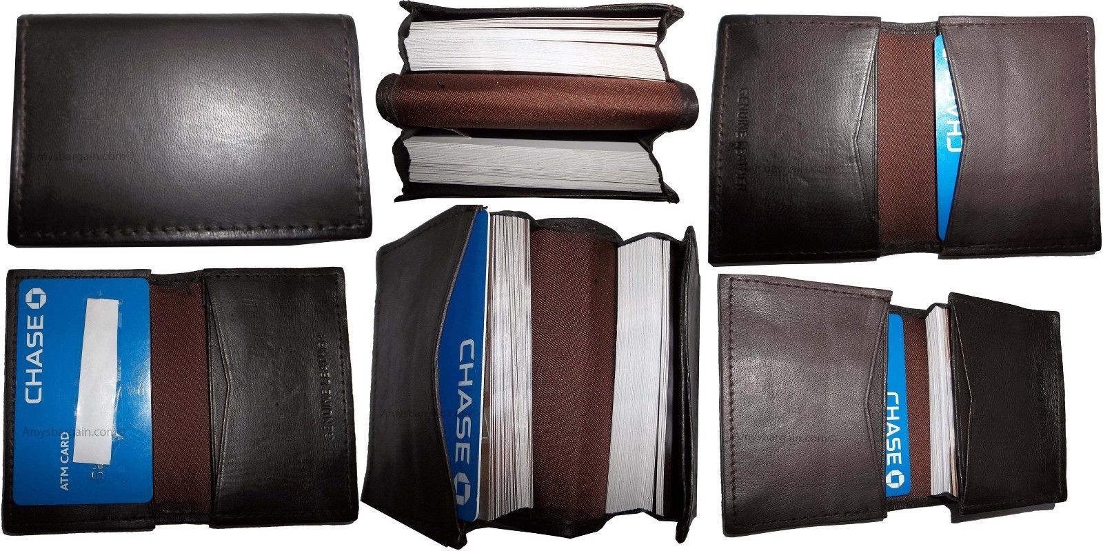 lot of 6 new leather business card case, 50 plus card case, new brown card case