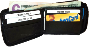 man's Zip around Leather wallet 12 credit bank card holder 2 bil slots br new - Image 3