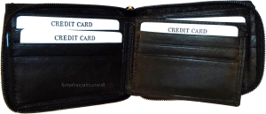 man's Zip around Leather wallet 12 credit bank card holder 2 bil slots br new - Image 4
