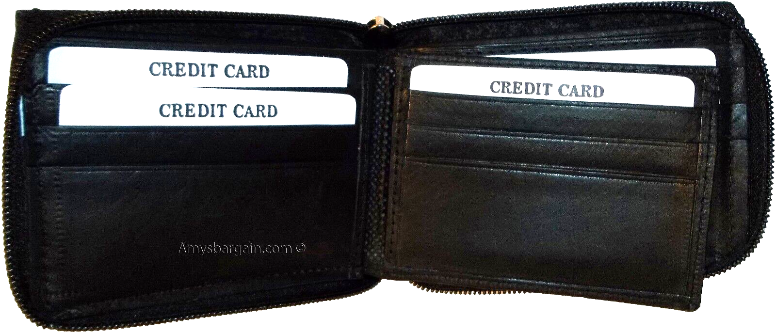 man's Zip around Leather wallet 12 credit bank card holder 2 bil slots br new - Image 4