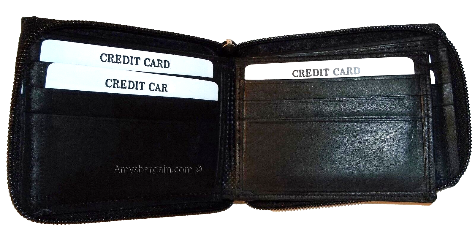 man's Zip around Leather wallet 12 credit bank card holder 2 bil slots br new - Image 5