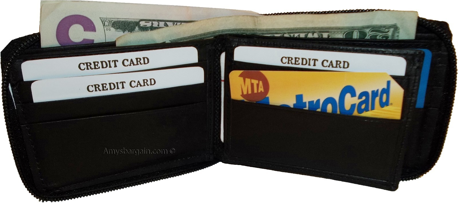 man's Zip around Leather wallet 12 credit bank card holder 2 bil slots br new - Image 9