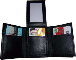 man’s wallet trifold leather wallet id window 9 card 2 bill spaces new one - Image 4