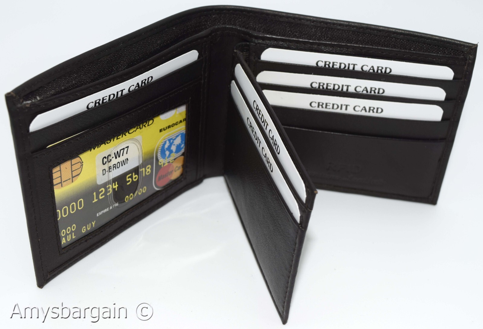 men's RFID brown wallet bifold genuine leather protect IDs credit cards in box. - Image 12