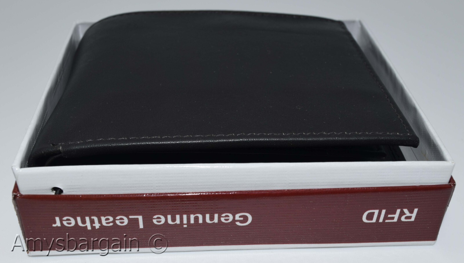 men's RFID brown wallet bifold genuine leather protect IDs credit cards in box. - Image 13