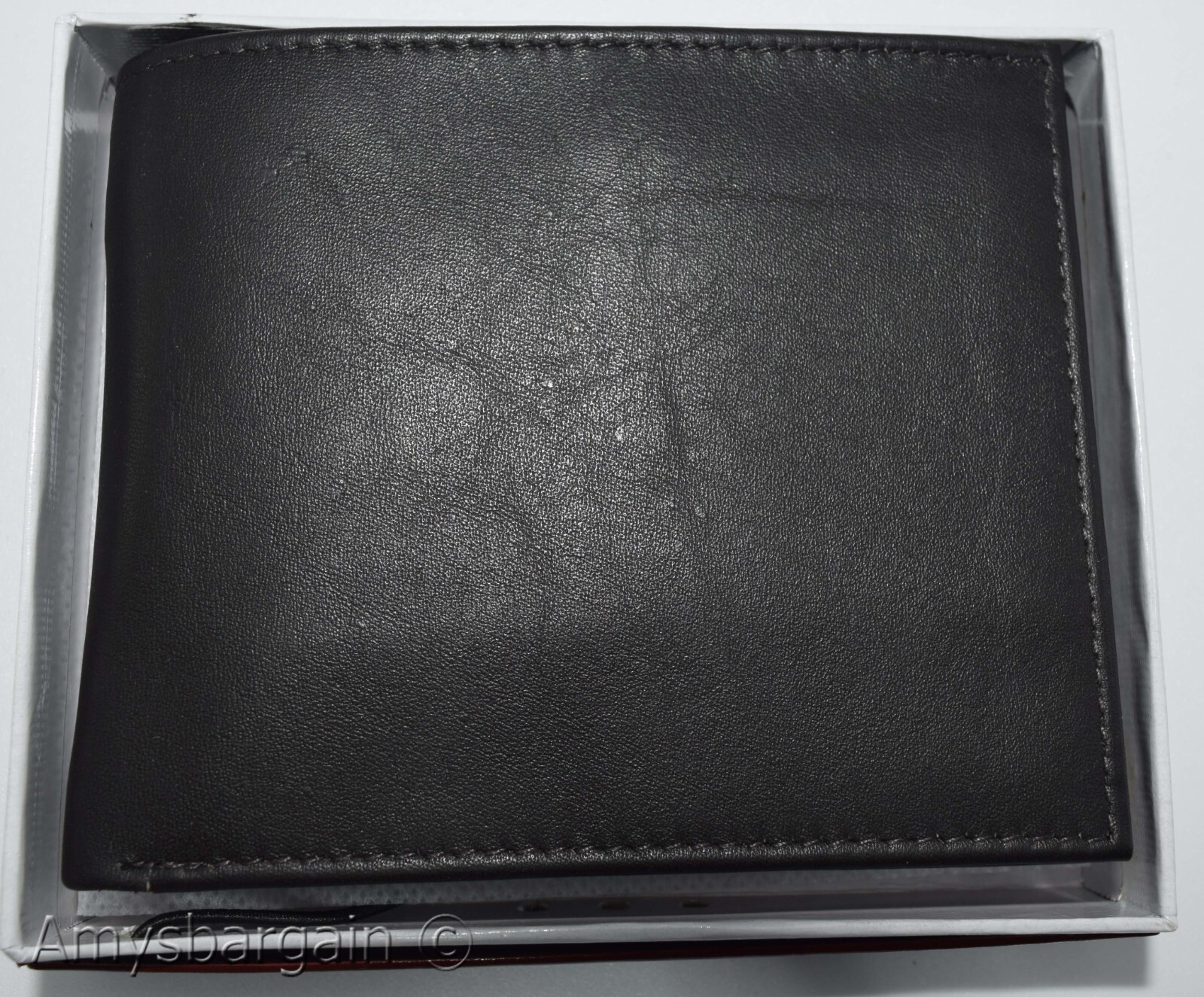 men's RFID brown wallet bifold genuine leather protect IDs credit cards in box. - Image 14