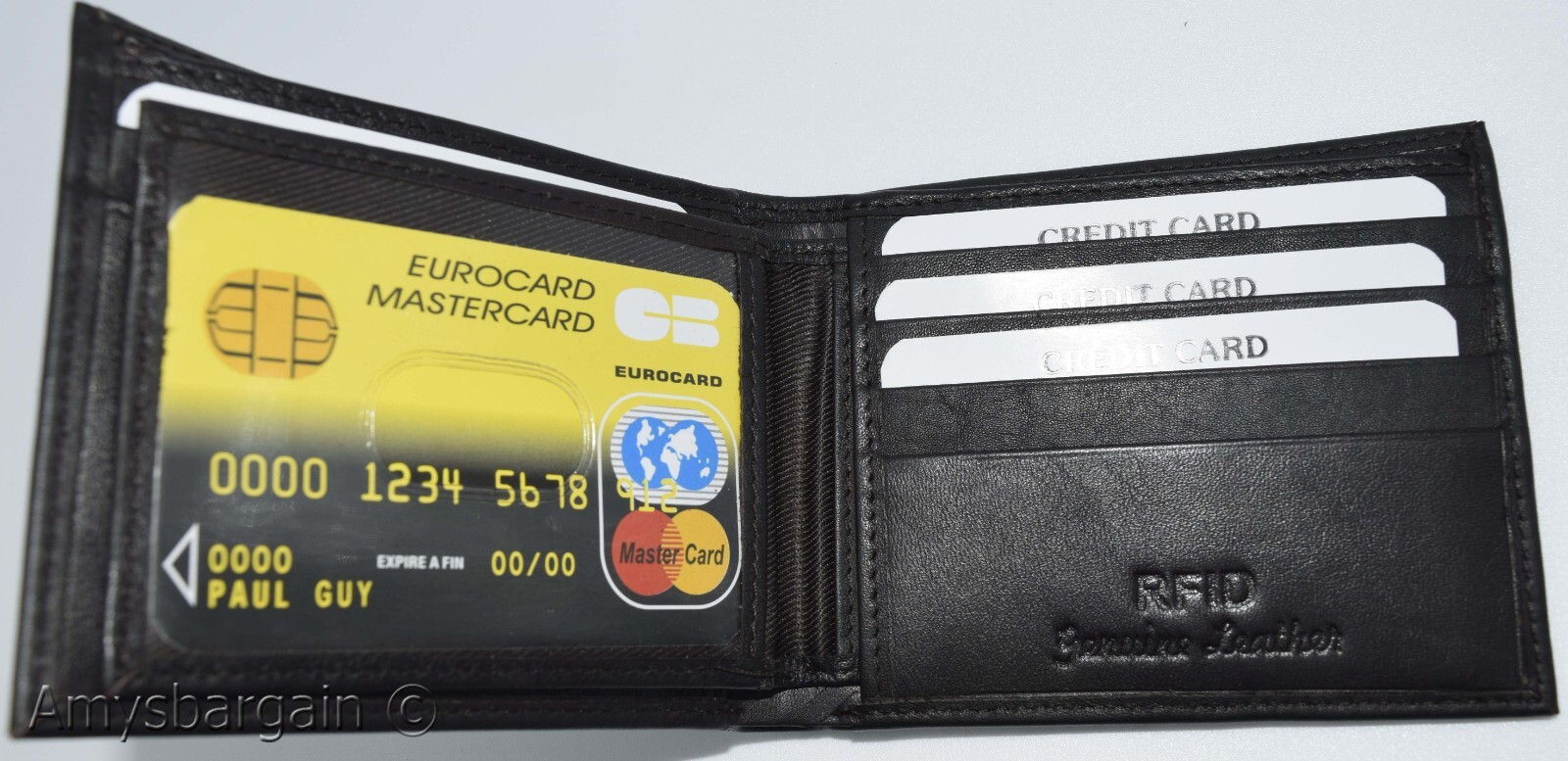 men's RFID brown wallet bifold genuine leather protect IDs credit cards in box. - Image 19