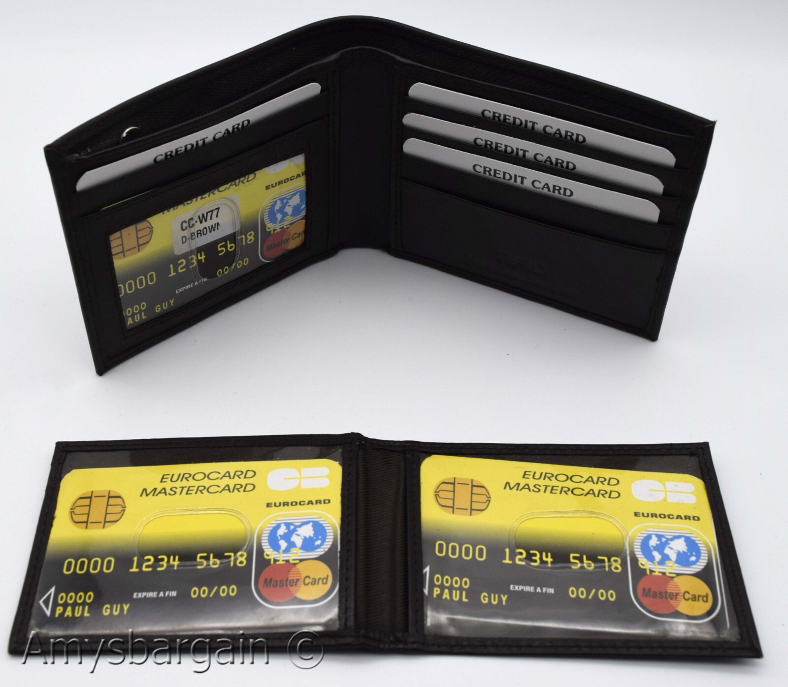 men's RFID brown wallet bifold genuine leather protect IDs credit cards in box. - Image 6