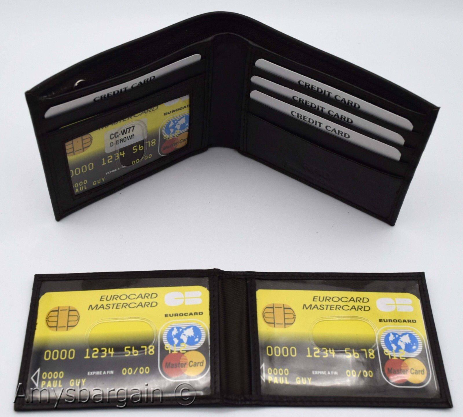 men's RFID brown wallet bifold genuine leather protect IDs credit cards in box. - Image 7