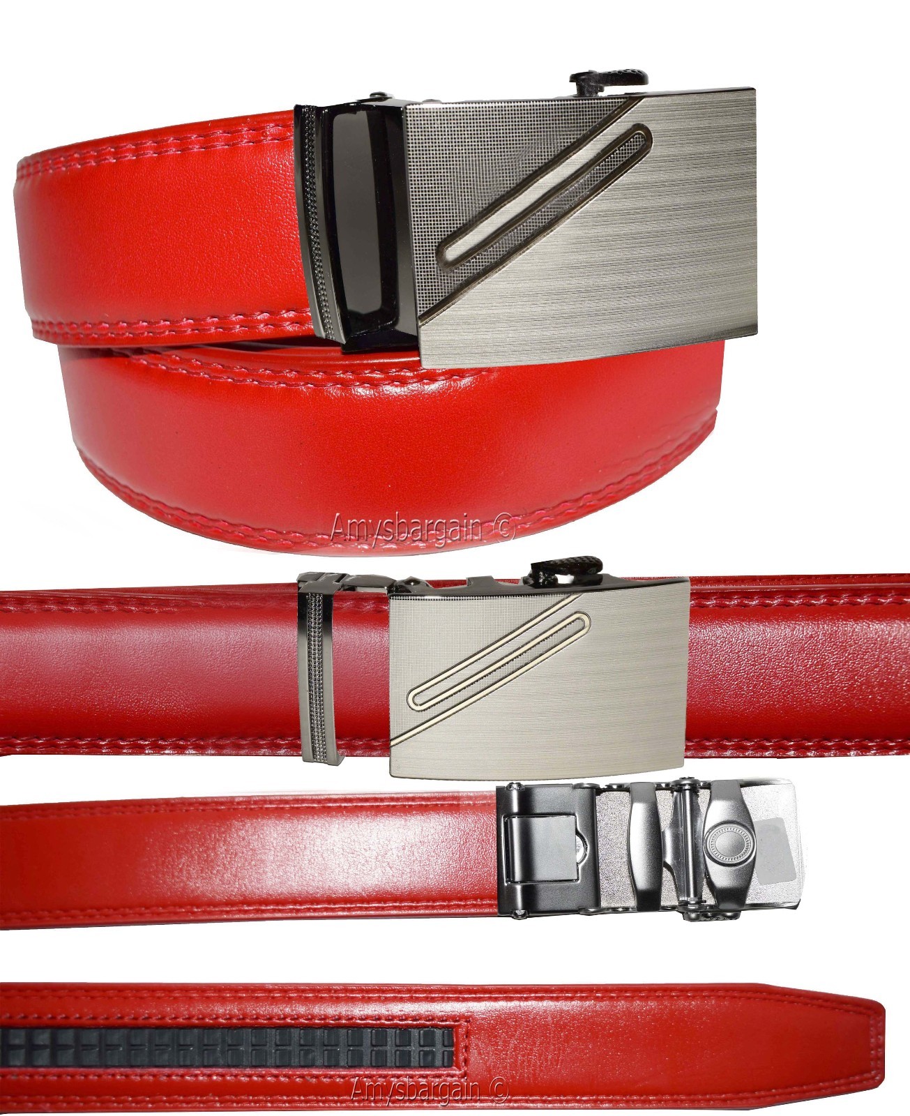 men's belt 43" genuine leather belt dress & casual new automatic lock buckle #5 - Image 13