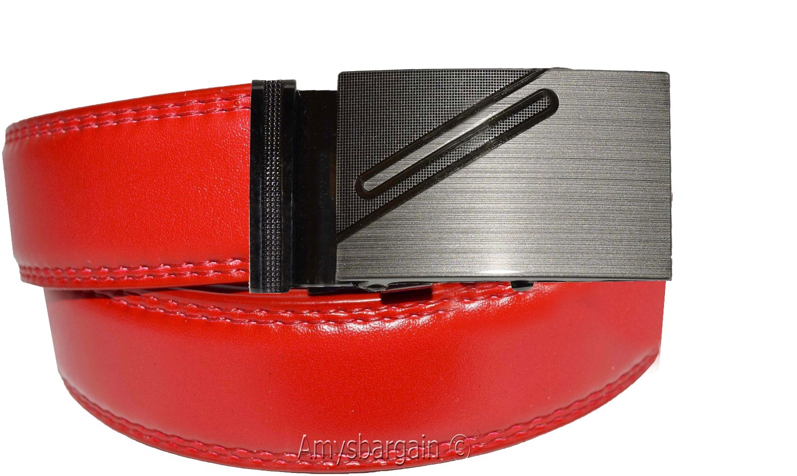 men's belt 43" genuine leather belt dress & casual new automatic lock buckle #5 - Image 9