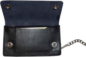 men's genuine leather bi-fold chain wallet motorcycle trucker biker black wallet - Image 11